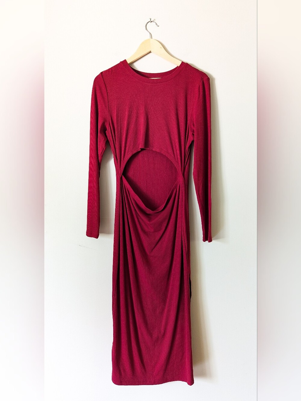 Halara Ribbed Red Cutout Dress